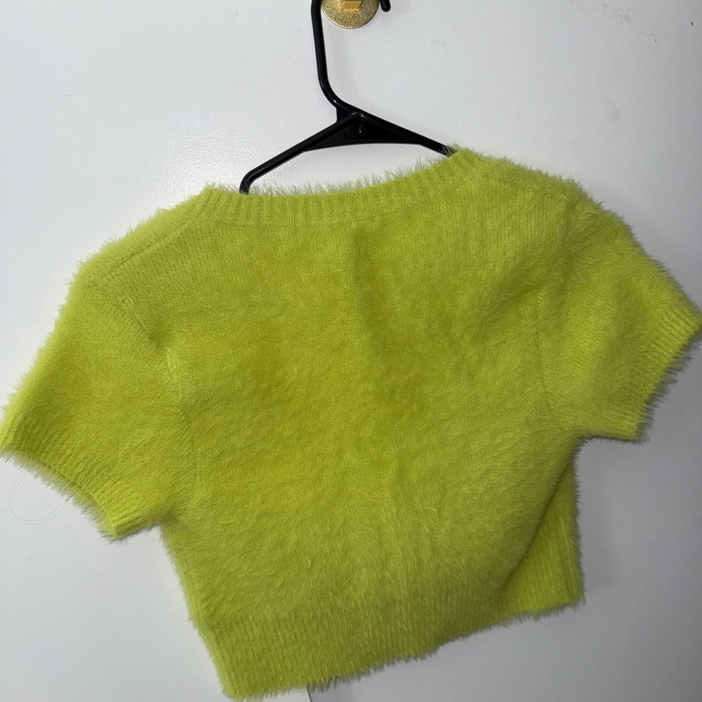 Jacquemus Lime Green Fuzzy Crop Top - Picture 4 of 5
